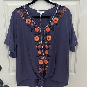 Grace & Lace Purple Floral Tie Front